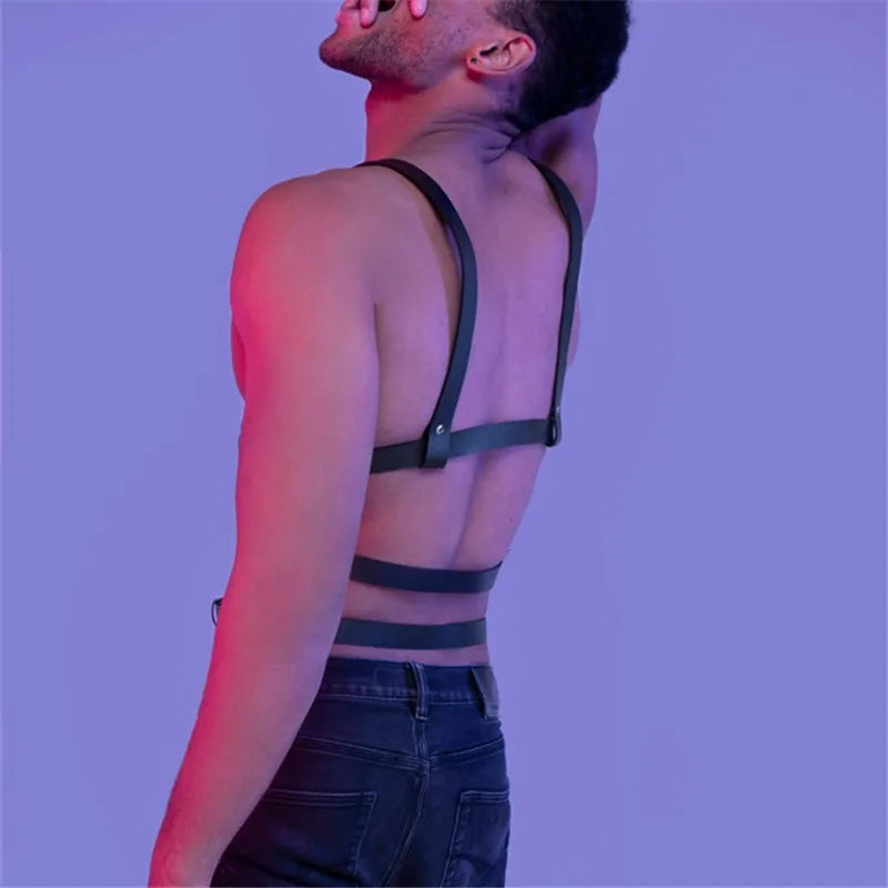 Male Pu Leather Lingerie Sexual Chest Harness Belt Men Adjustable Rave Gay Clothing BDSM Fetish Full Body Harness Belt Strap