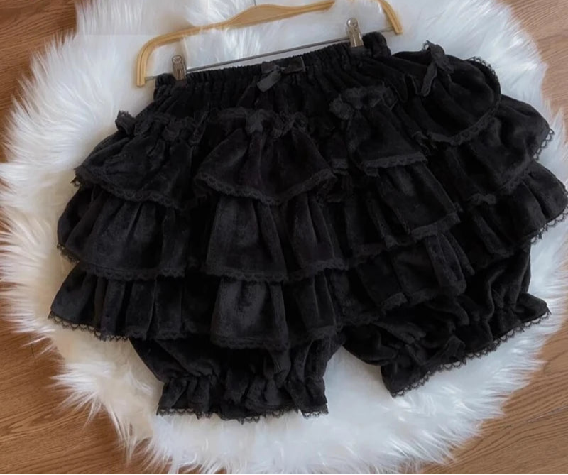 Kukeita Harajuku Kawaii Lolita Pleated Shorts Skirts Women Fairy Y2k Aesthetic Pink Cute Plush Bloomers Faldas Mujer Moda