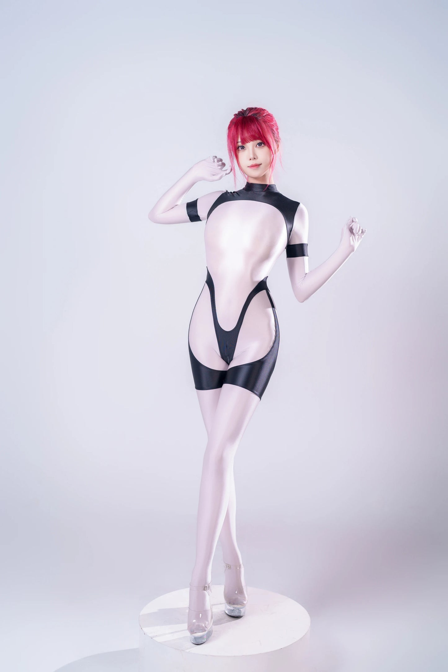women gloss see through swimsuit Oil shiny back zipper jumpsuit body suits japanese swimsuit play the role Tights