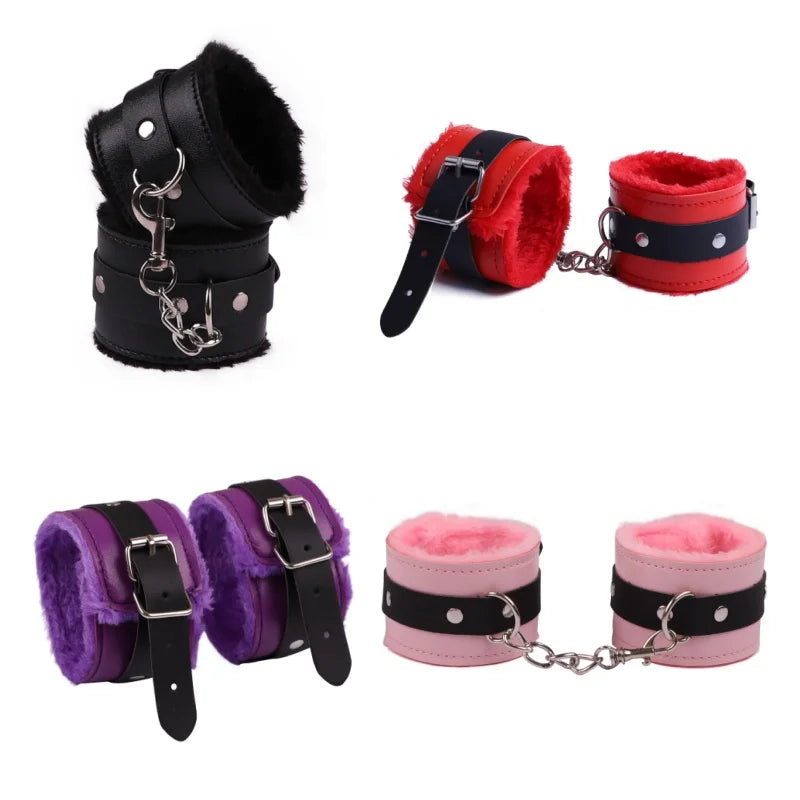Slave Bondage Set Leather Handcuffs Rope Body Slap Strap Spanking Beat Tassel Whip Sex Toys For Bdsm Adult Games Lash Flog Tool