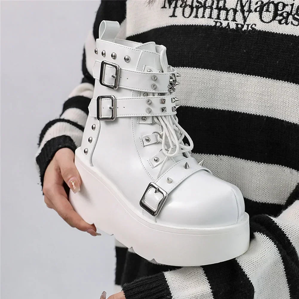 New Gothic Style Platform Vampire Cosplay Women Mid-calf Boots 2024 Winter Comfy Women Motorcycle Boots Shoes
