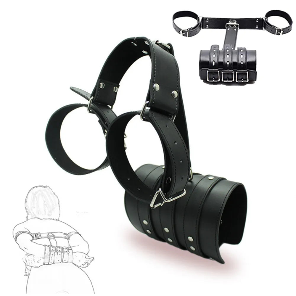 Leather Handcuffs Bdsm Straps Sex Toys SM Sexy Bondage Cuffs Arms Behind Back Restraints Erotic Adult Toys For Women Couples