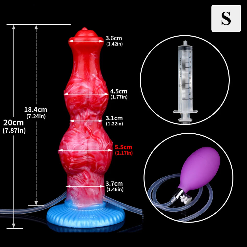 ASHBURN Knot Inflatable Ejaculation Dildo LARGE