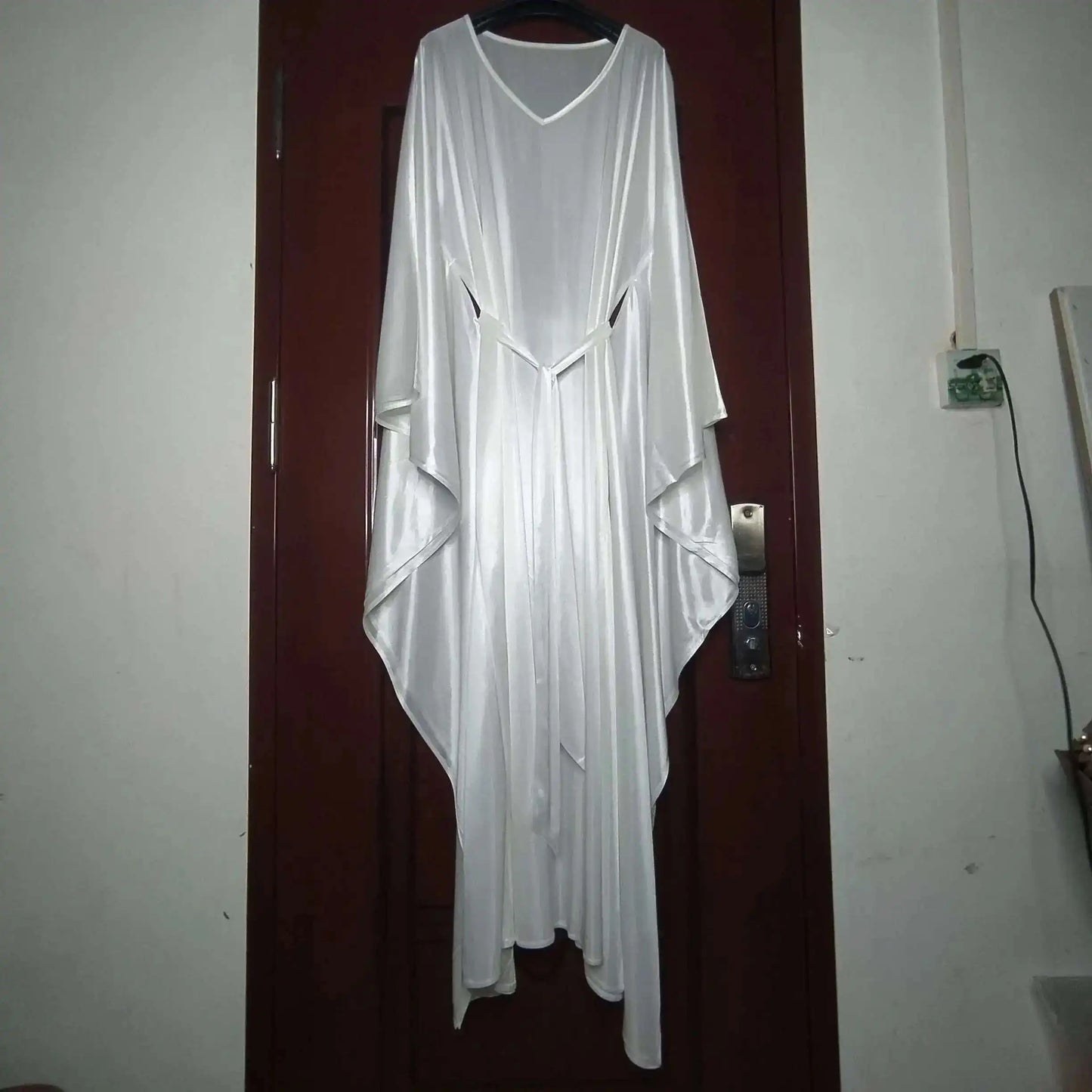 Glossy Sexy Women Satin Long Dress Batwing Sleeve Loose Night Dress Plus Size Sleeping Robe