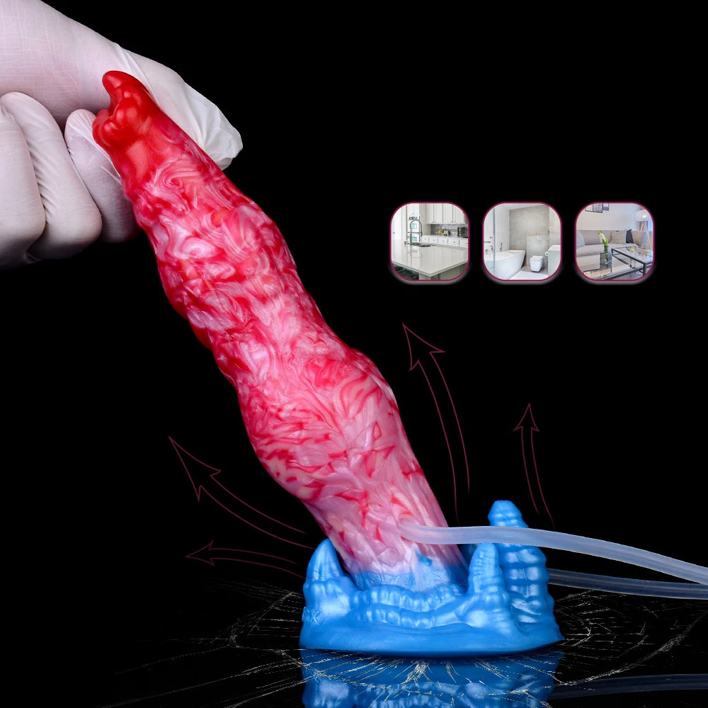 ASHBURN Ejaculation Inflatable Big Knot Penis with Squirting Function Strong Sucker
