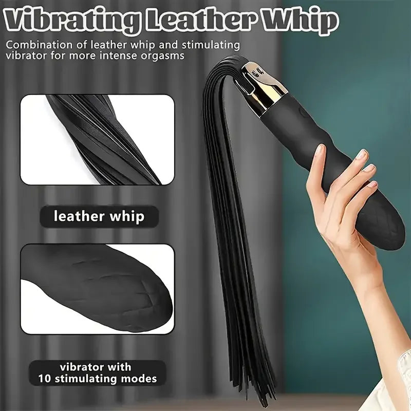 Women'S G-Spot Vibrator Premium Soft Leather Women'S BDSM Adult Sex Toys  2IN1 Ergonomic Design Rechargeable Sex Whip Vibration