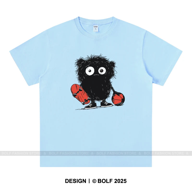 Anime Sketch Printed Men's T-Shirt 100% Cotton Oversized Kawaii Graphic Tees for Men Cute Japanese Streetwear