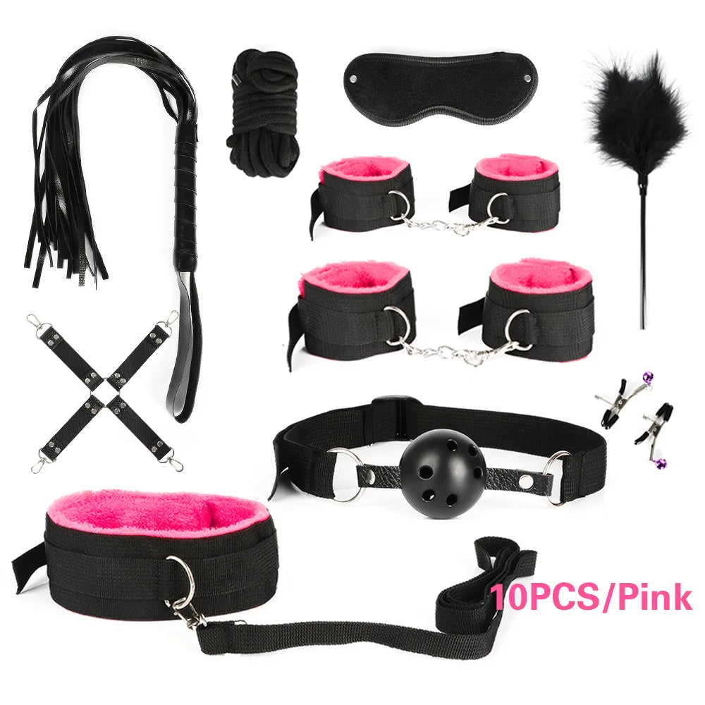 Sextoy Bdsm Kit Set Vibrator Handcuff Neck Sex Toy Adult Couple Whip Anal Buttplug for Women Men Intimate Sexual Game Bondage