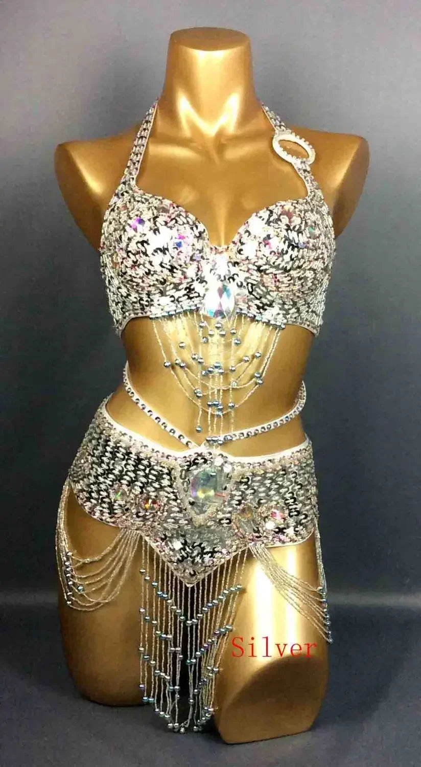 Beaded Sequins Wired bra+bottom
