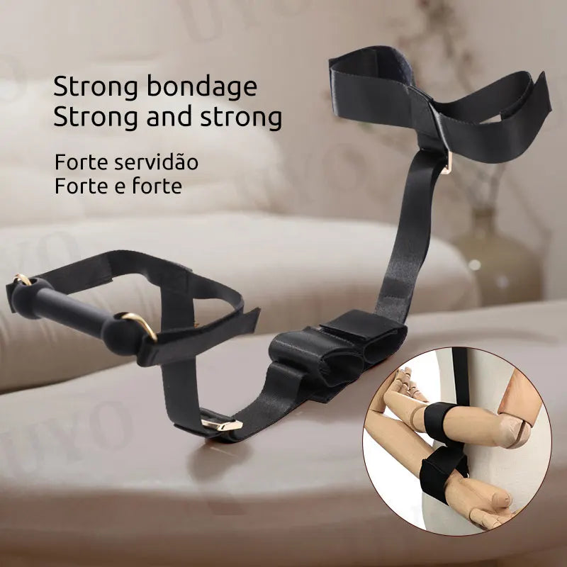BDSM Horses Bondage Couple Sex Slave Games Hand and Foot Restraint Mouth Plug Adjustable Size Fixed Strap