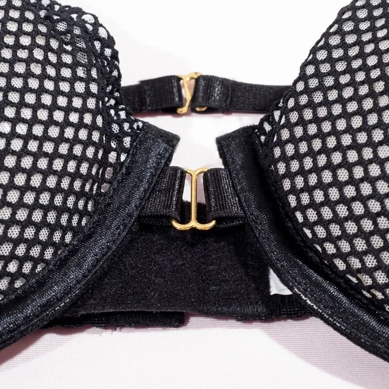 Toucheart Sexy 5 Piece Lingerie Set Women's Underwear Mesh See-Through Solid Color Straps Garters Halter Exotic Underwear Set