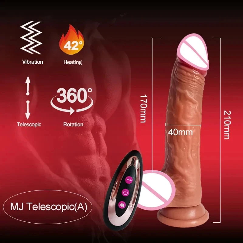 ASHBURN Realistic Dildo WARM Thrusting Vibrator W/Remote Control Sex toys