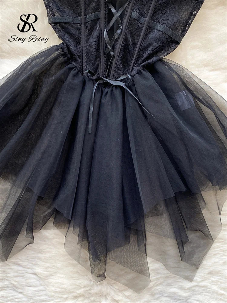 SINGREINY Sexy Role Play Wedding Dress Female Spaghetti Strap Sheath Sleepwear Nightwear Women Lace Spliced Gauze Erotic Pajamas