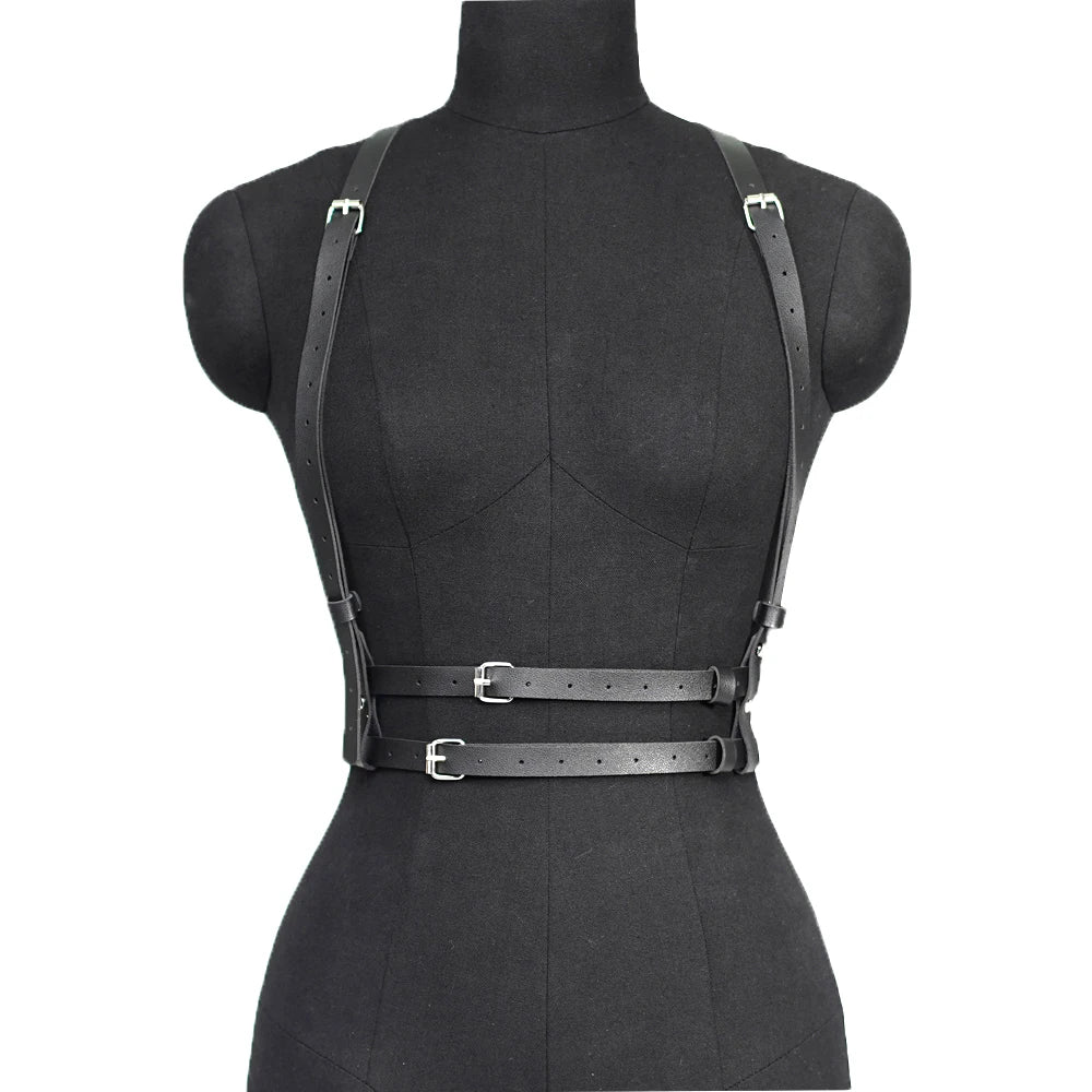 Women Goth Harness Pu Leather Studded Decor Harness Adjustable Harness Belt Gothic Harness Lingerie Bondage lingerie