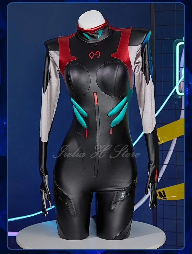 in stock Irelia H Anime Ayanami Rei Cosplay Costume Ayanami Rei PU Black Jumpsuit Halloween Costume