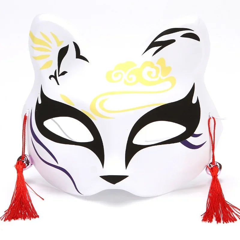 Fox Mask Japanese Cosplay Mask Half Face PVC Kabuki Kitsune Masks Masquerade Anime Cosplay Cat Mask Rave Festivals Party Props