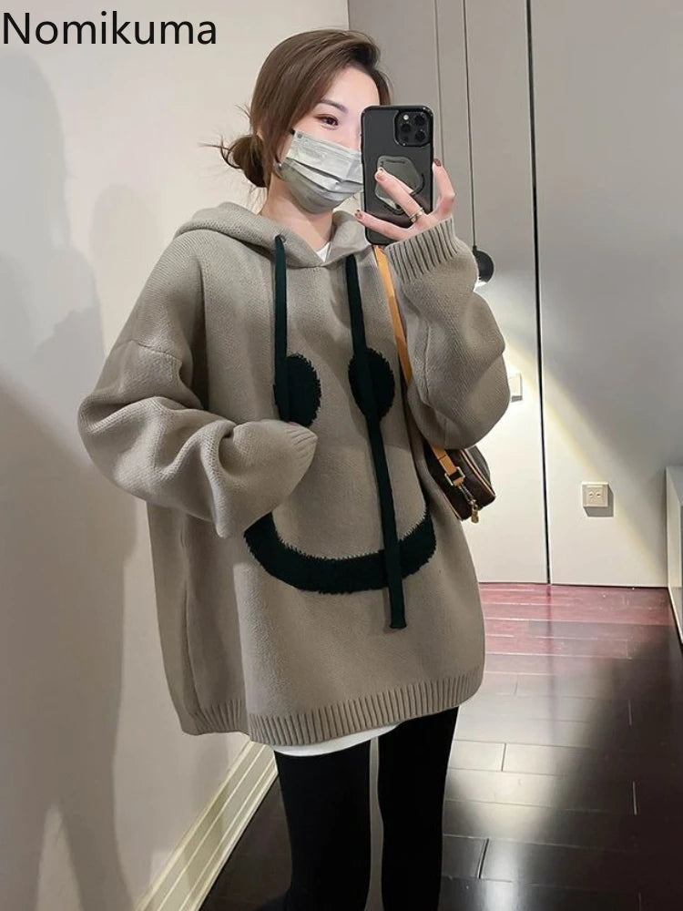 Thicked Oversized Pullovers for Women 2025 Fall Winter Clothing Hooded Casual Jumper Fashion Knitting Sweater Tops Sueter Mujer