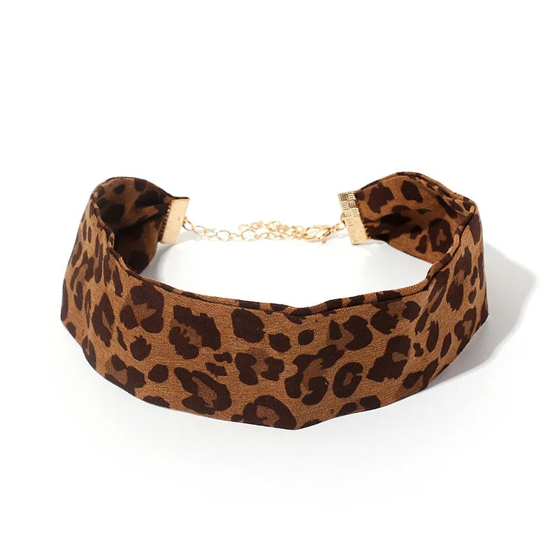 Y2k Sweet Cool Punk Puppy Footprint Tag, Leopard Pattern Horse Hair Choker Collar Leather Neck Belt Party Necklace