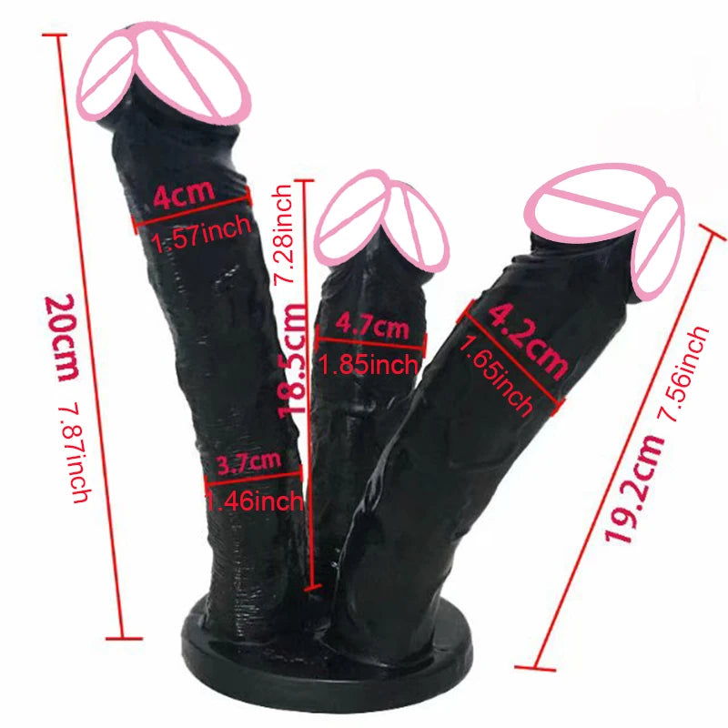 ASHBURN Three-headed FROCKING Penis Flesh Color Thick Dildo Anal Plug Vagina Stimulate Anus Massage Lesbian Flirt Adult Toys for Women Men