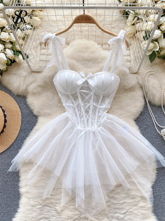 SINGREINY Sexy Role Play Wedding Dress Female Spaghetti Strap Sheath Sleepwear Nightwear Women Lace Spliced Gauze Erotic Pajamas