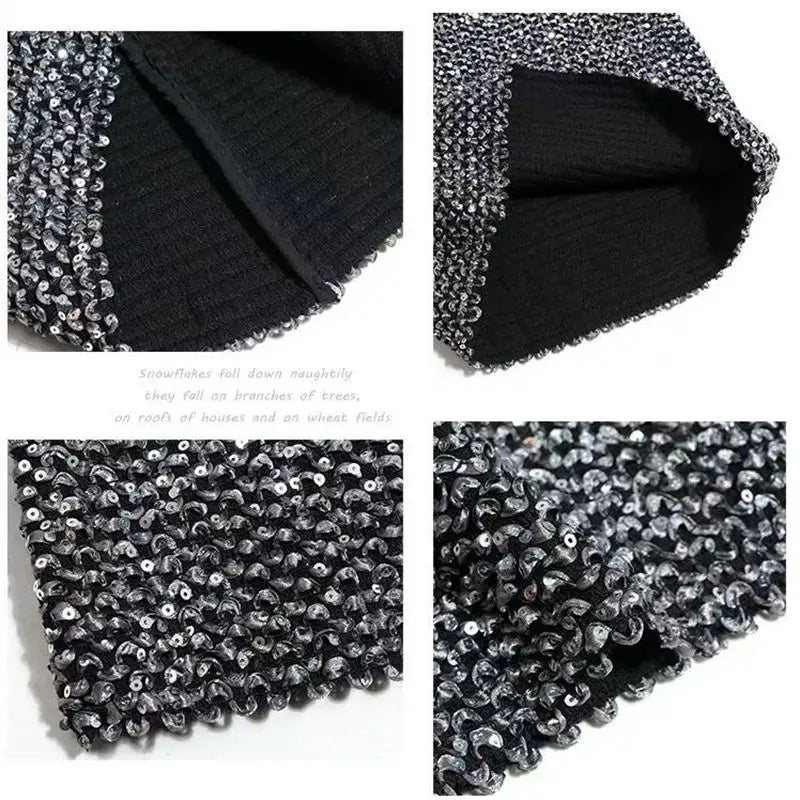 Sequin Bodycon Pencil Skirt Women Sexy High Waist Office Ladies Work Midi Skirt Spring Summer Solid Color