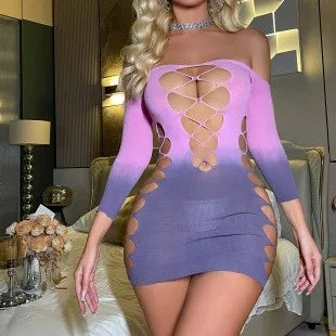Sexy one-piece Netting Color gradient jumpsuit Bodysuit Erotic Lingerie Beach wear Teddies Clothes