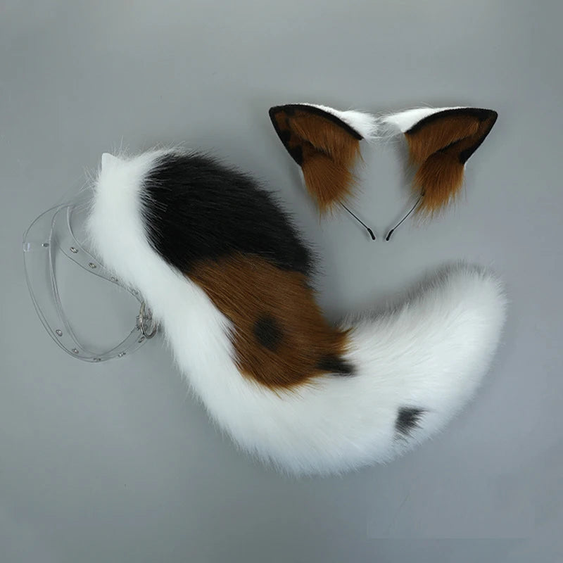 Archi Handwork Animal Border Collie Furry Headband Tail Plush Dog Ears Headwear Fursuit Animaris Cosplay Performance Props
