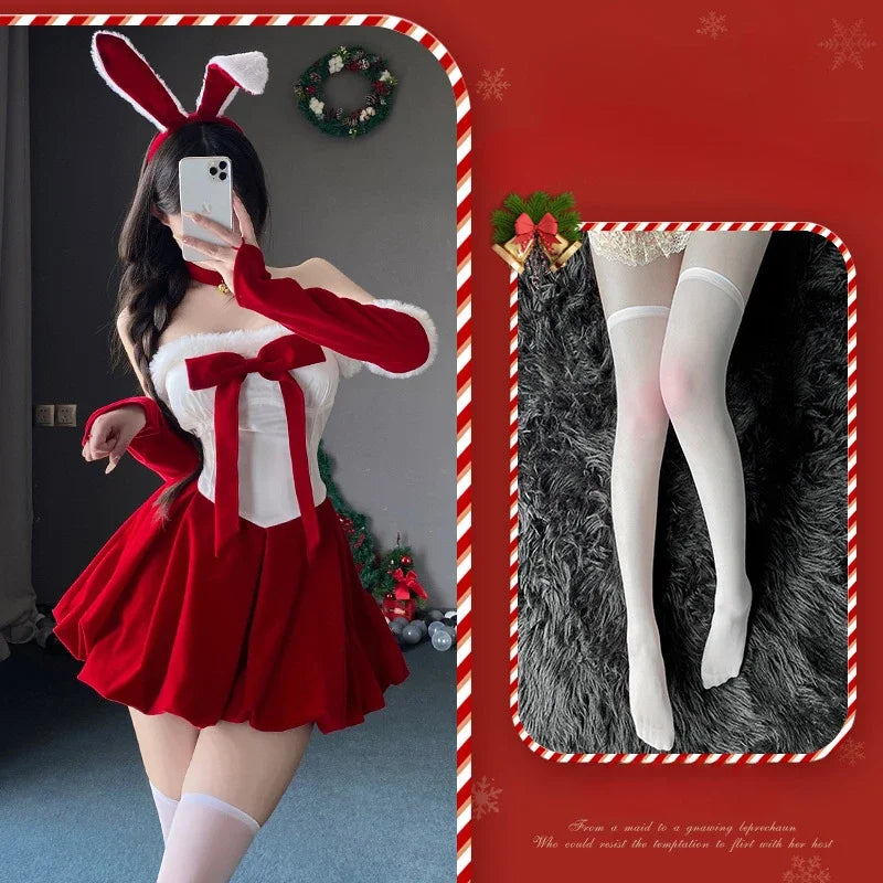 Christmas Sexy Lingerie Dress Sweet Bunny Girl Costume Rabbit Woman Set Cosplay Costume Role Play Uniform Stage Performance Set