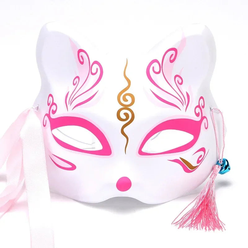 Fox Mask Japanese Cosplay Mask Half Face PVC Kabuki Kitsune Masks Masquerade Anime Cosplay Cat Mask Rave Festivals Party Props