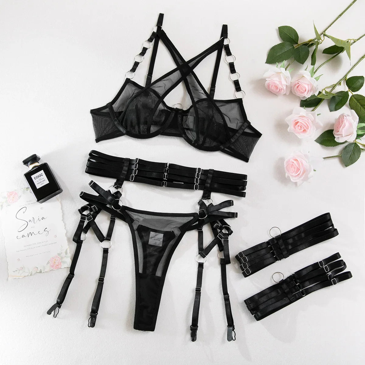 Toucheart Corselet Bilizna Sexy Lingerie Sets Woman New in Women's Underwear Sekca Sexiest Bra and Underwear Set See-through