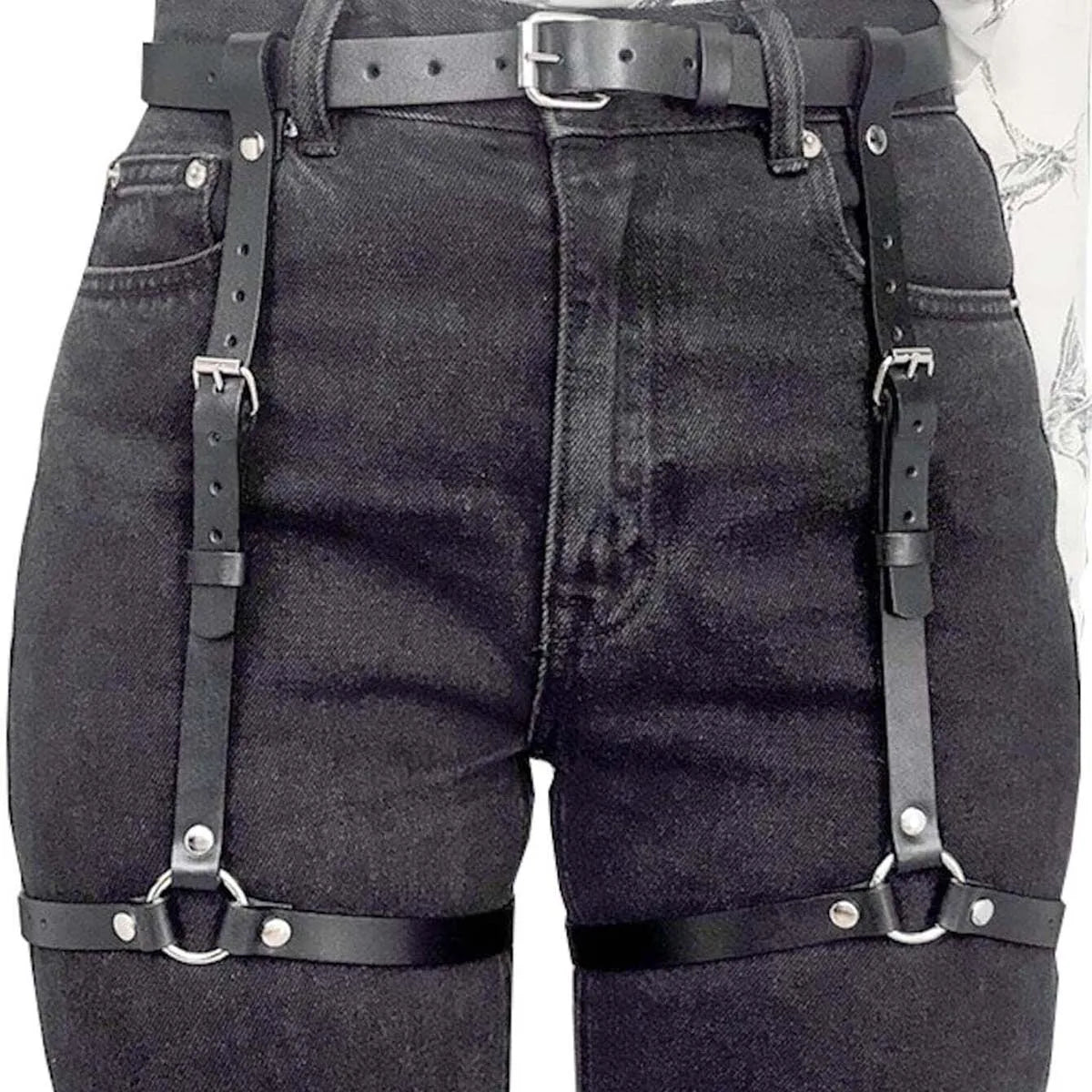 Sexy Harness Garter Harness Pu Leather Adjustable Studded Decor Bondage Leg Harness Garter chest harness