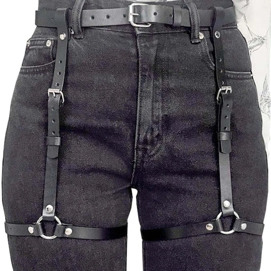 Sexy Harness Garter Harness Pu Leather Adjustable Studded Decor Bondage Leg Harness Garter chest harness