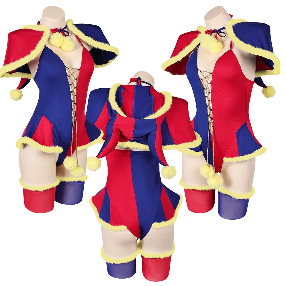 Pomni Role Cosplay Sexy Lingerie Cartoon Costume Shawl Outfits Halloween Women Female Suit