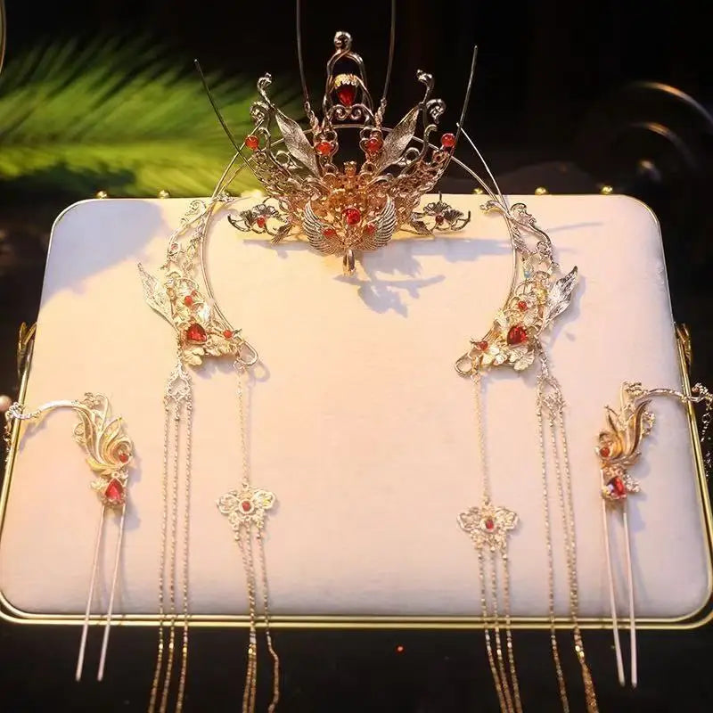 Heavenly Officials Bless Crown Prince Joy God Yue Shen's Wedding Dress Hair Crown Xie Lian Hair Crown Cosplay Han Fu Halloween