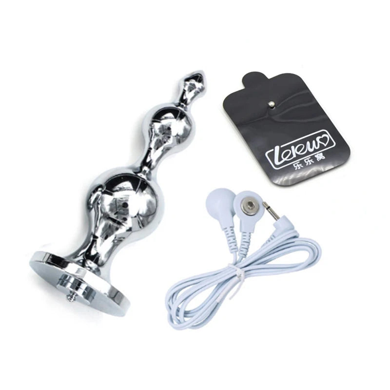 ASHBURNS Electro Shock Anal Butt Plug Electric Nipple Sucker Clamps E-stim Penis Plug Ring Cock Cage SM Chastity Couple Sex Medical Toys