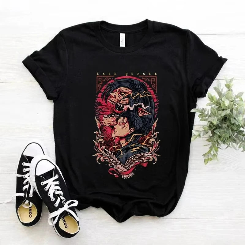 Japanese Anime  Men T-shirt Women Attack on Titan T Shirt Unisex Cartoon Titans Attack Graphic Harajuku Summer Kid T-shirt T2K
