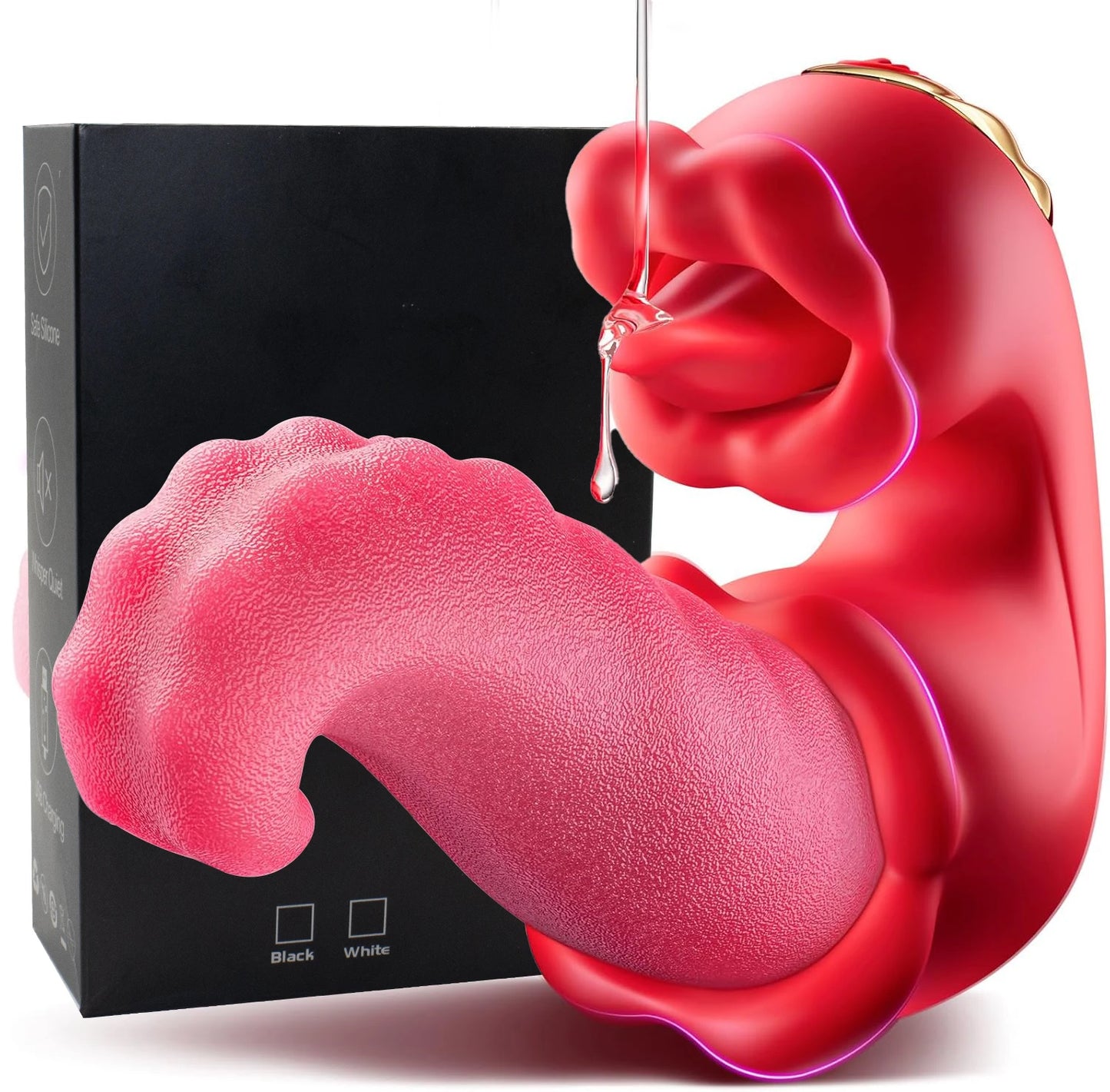 3 In 1 Tongue Thrust Vibrator Rose Sex Toy 10 Cunnilingus Vibration Modes Rocking Sucking Clitoris Stimulator For Women