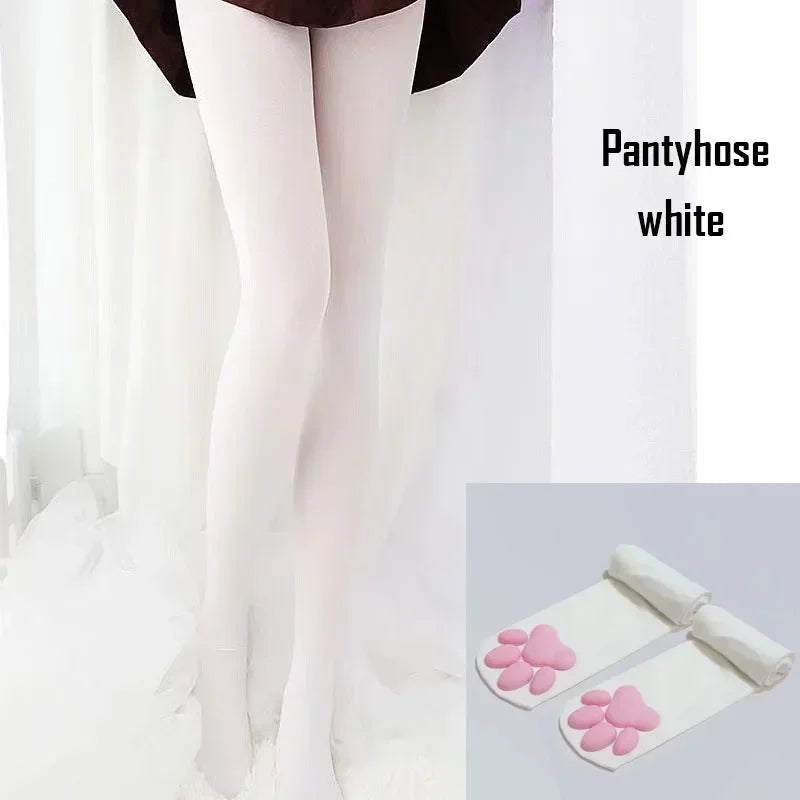 3D Cat Claw Cushion Silk Thigh High Stockings, Lolita Role Play Looks Accessories Socks for Girls and Ladies