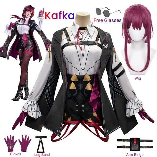 Honkai Star Rail Cosplay Costume Honkai Kafka Cosplay Costume Helloween Party Suit with Wig Kafka Outfit Uniform