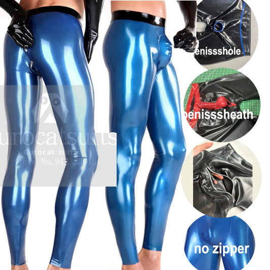 customized Latex Trousers for Men with 3D Crotch and 3D Hip Cut Double-Zippered for Convenience handmade
