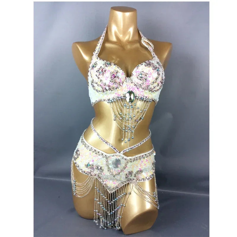 Beaded Sequins Wired bra+bottom