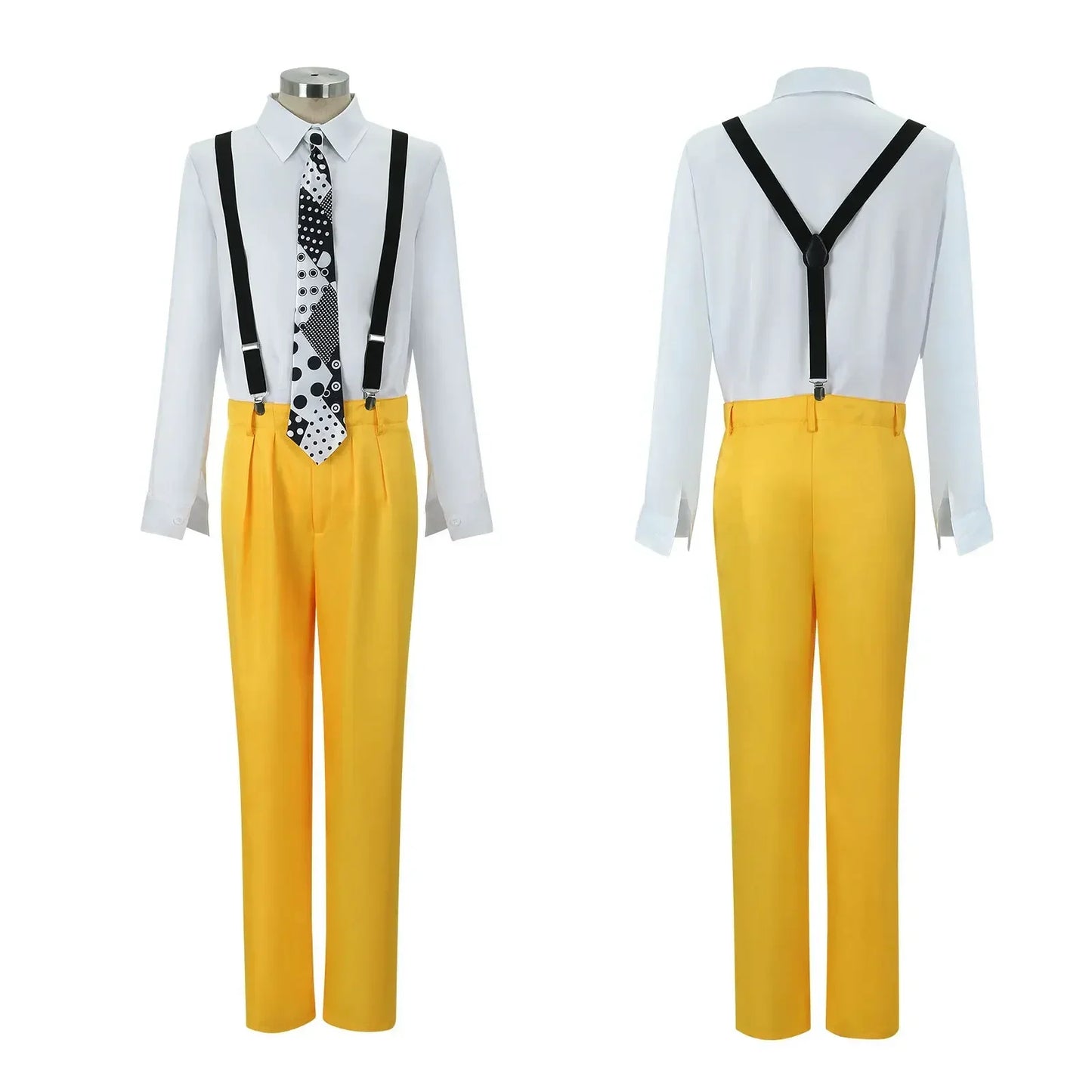 Movie The Mask Cosplay Costume Jim Carry Cosplay Yellow Uniform Carnival Party Suit Hat Green Mask Halloween Carnival Costume