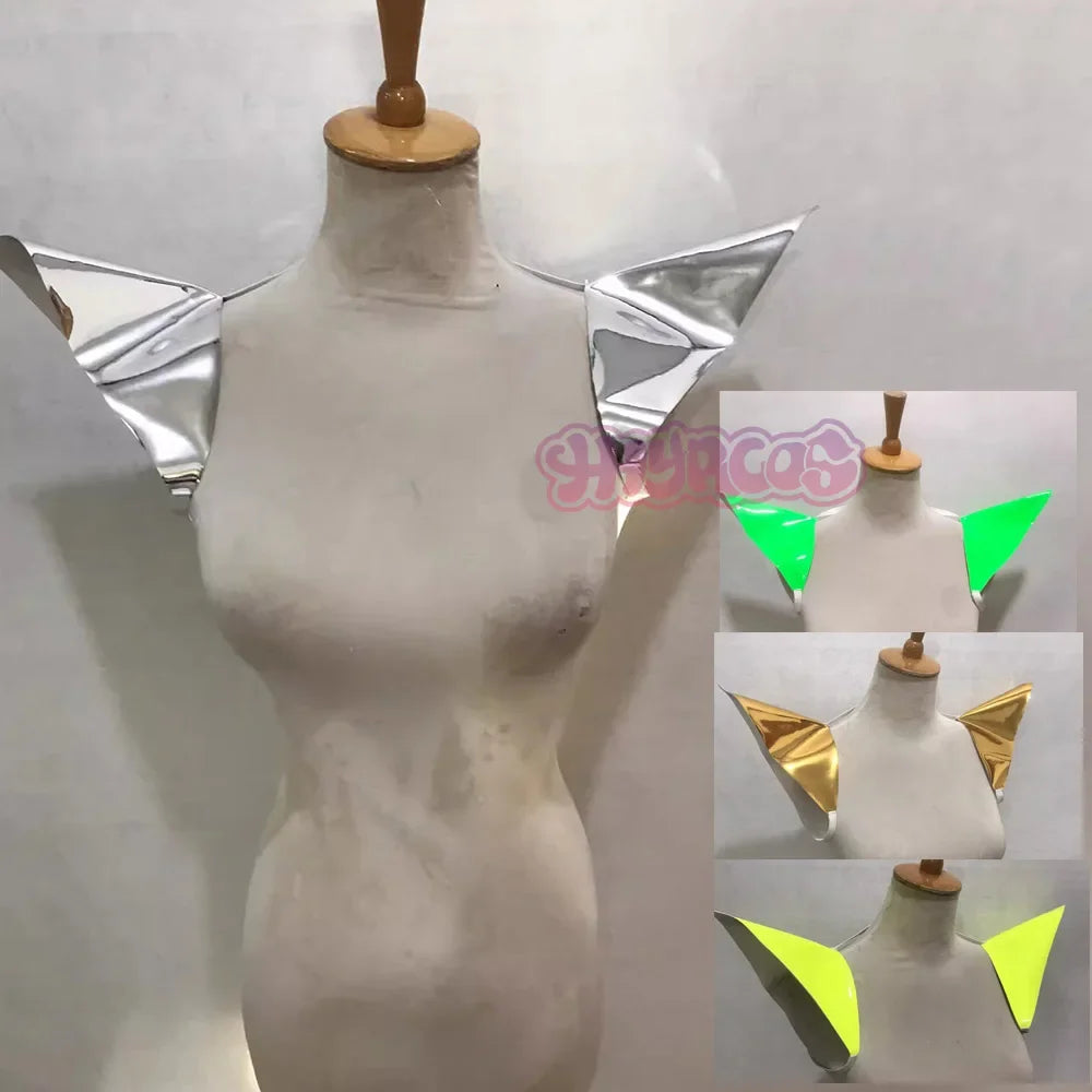 Nightclub Dj Ds Stage Performance Accessories Rave Outfit Silver Flying Shoulder Vest Cosplay Women Cutout Jazz Shoulder Pads