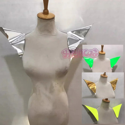 Nightclub Dj Ds Stage Performance Accessories Rave Outfit Silver Flying Shoulder Vest Cosplay Women Cutout Jazz Shoulder Pads