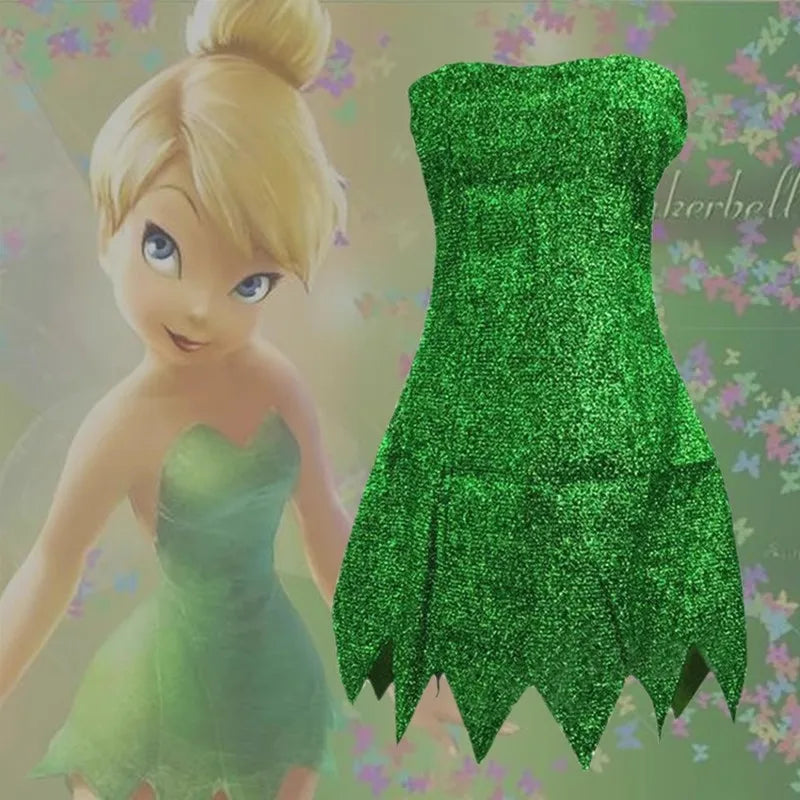 Miss Tinker Bell Cosplay Costume And Wigs Set Dress Suit Halloween Prop Cosplay Costume Full set of dresses and wigs Women Men