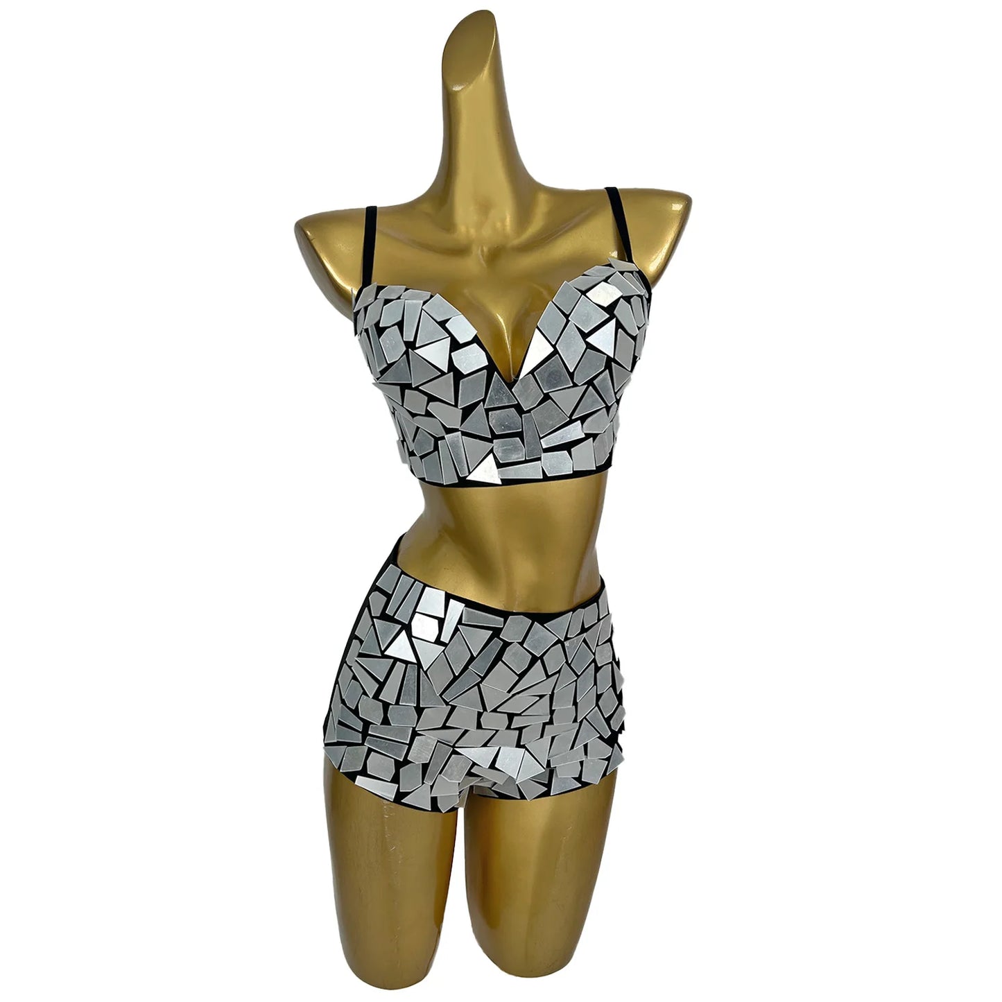 ASHBURN™ VOIDWEAR Command Set – Liquid Halter Top + Gloss Mini Shorts + Cropped Jacket (3-Piece Fit)