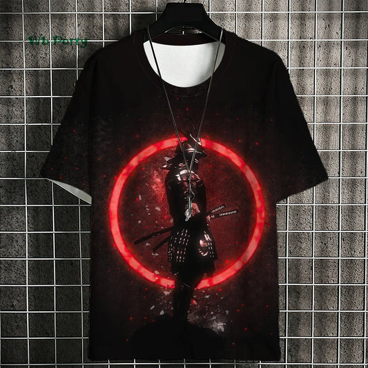 Japanese Samurai Pattern Men's T-Shirt 3D Ukiyo-E Print Short Sleeve T-Shirt Oversized Harajuku Top Summer Men's Casual Clothing