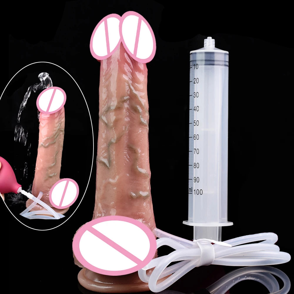 ASHBURN Skin Touch Lifelike Squirting Penis Silicone Ejaculation Realistic Dildo Sex Toys For Women Anal Plug Flirting Masturbate