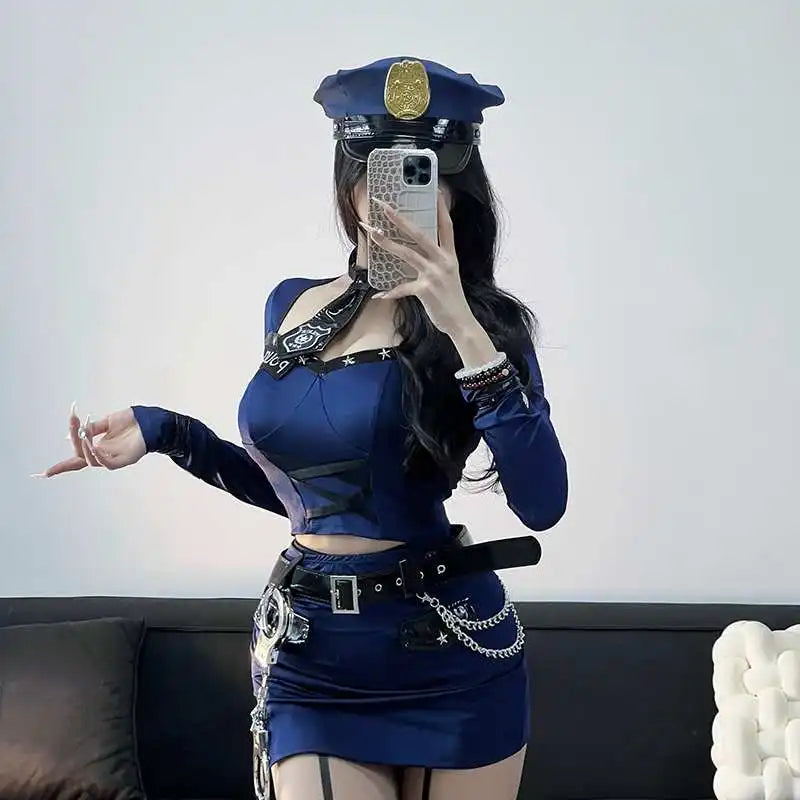Wholesale Women's Sexy Two Pieces Roleplay Police Uniform Adult Lady Halloween Party Stylish Cosplay Costumes Theme Club Outfits