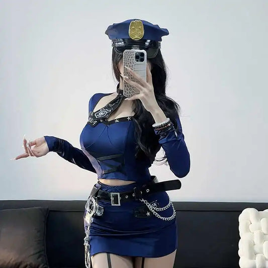 Wholesale Women's Sexy Two Pieces Roleplay Police Uniform Adult Lady Halloween Party Stylish Cosplay Costumes Theme Club Outfits